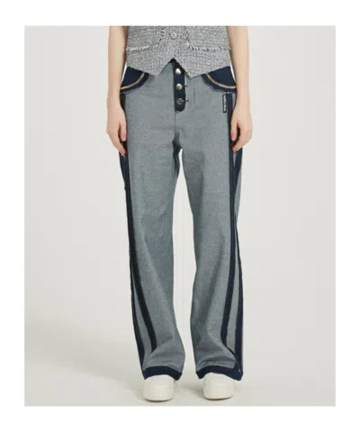 Marissa Chiara Belt Loop Panel Jeans In Gray