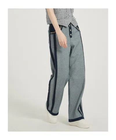 Marissa Chiara Belt Loop Panel Jeans In Gray