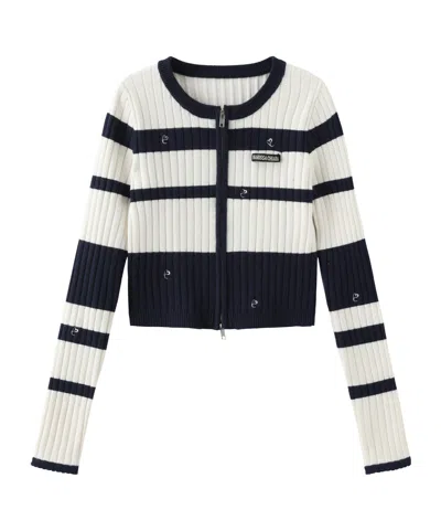 Marissa Chiara Colorblock Heart Knit Cardigan In Multi