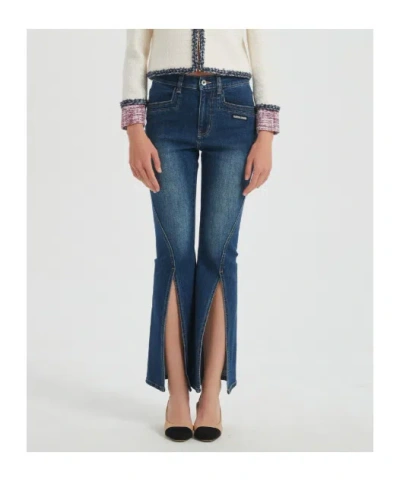 Marissa Chiara Front Slit Jeans In Blue