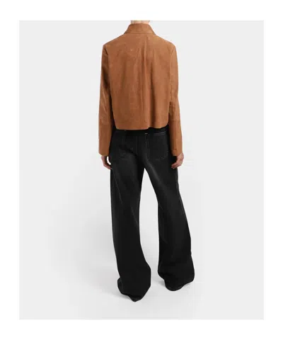 Arma Collared Buttoned Leather Jacket In Brown