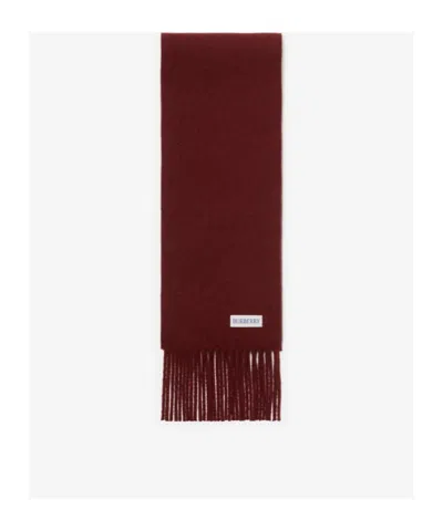 Burberry Womens Sash Red Check Label Cashmere Scarf In Burgundy