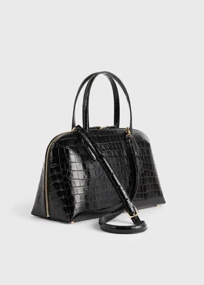 Totême Toteme Lounge Medium Crocodile-effect Leather Top Handle Bag In Black