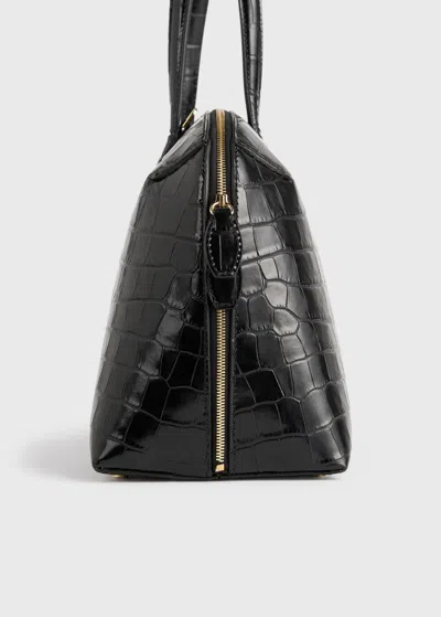 Totême Toteme Lounge Medium Crocodile-effect Leather Top Handle Bag In Black