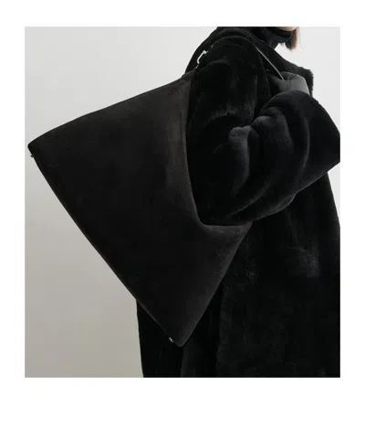 Totême Womens Black Bevel Suede Tote Bag In Black