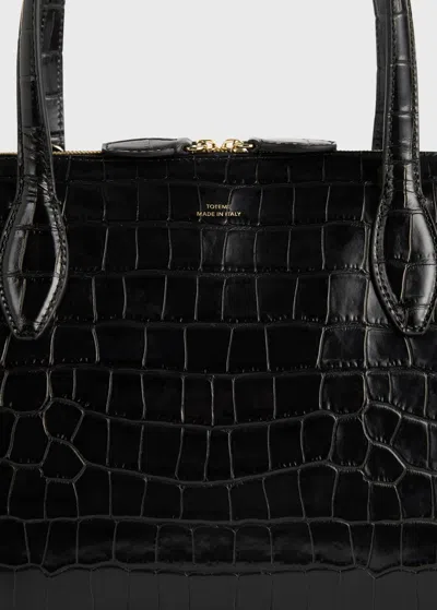 Totême Toteme Lounge Medium Crocodile-effect Leather Top Handle Bag In Black