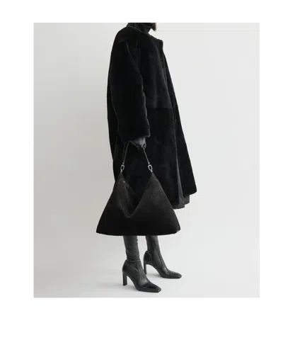 Totême Womens Black Bevel Suede Tote Bag In Black