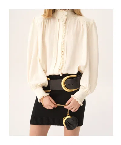 Chloé Ruffled Silk Jacquard Shirt In Neutral