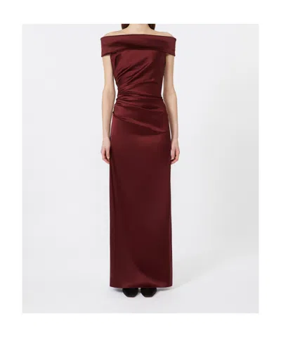 Max Mara Satin Dress In Burgundy