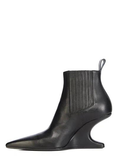 Rick Owens Ankle Boot With Pointed Toe And Sculptural Heel In Black