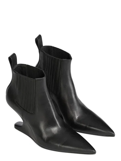 Rick Owens Ankle Boot With Pointed Toe And Sculptural Heel In Black