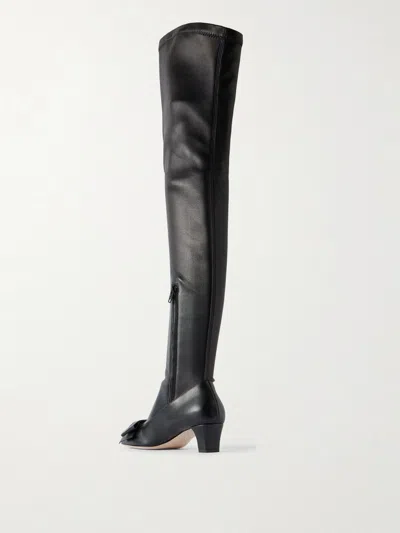 Valentino Over-the-knee Stiletto Bow Detail Boots In Black