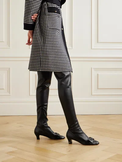Valentino Over-the-knee Stiletto Bow Detail Boots In Black