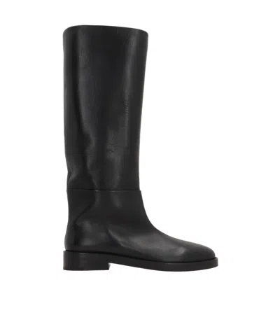 Marsèll Square Toe Leather High Boots In Black