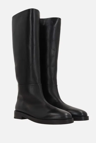 Marsèll Square Toe Leather High Boots In Black