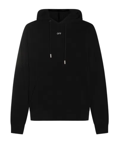 Off-white Logo Printed Drawstring Hoodie In Black