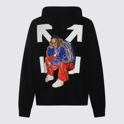 Off-white Logo Printed Drawstring Hoodie In Black