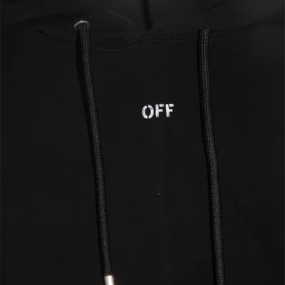 Off-white Logo Printed Drawstring Hoodie In Black