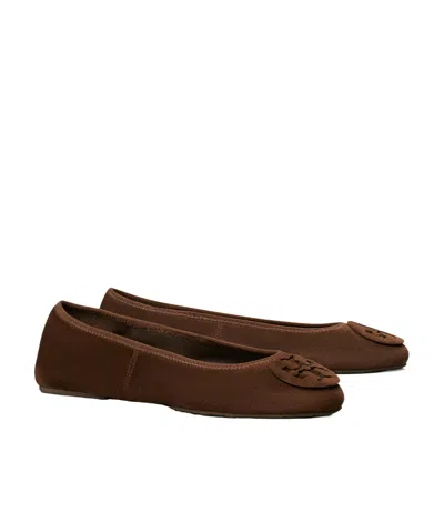 Tory Burch Brown Suede Minnie Ballerinas In Brown