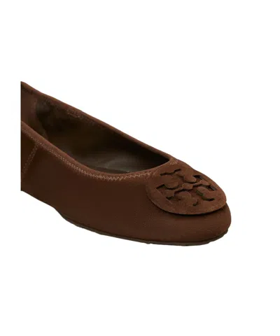 Tory Burch Brown Suede Minnie Ballerinas In Brown