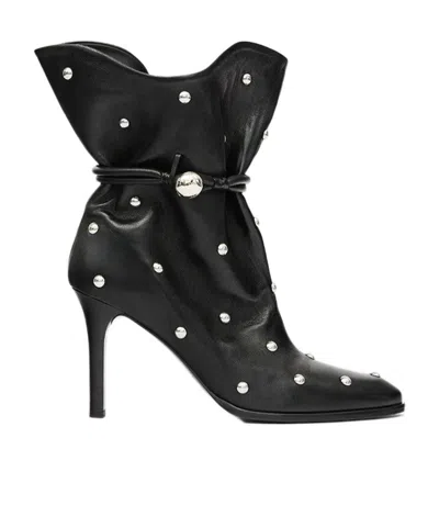 Isabel Marant Draped Leather Ankle Boots With Stiletto Heel In Black