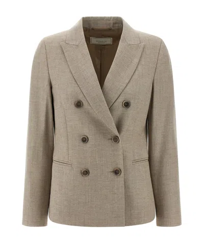 Peserico Double-breasted Blazer Blazers Beige In Neutral