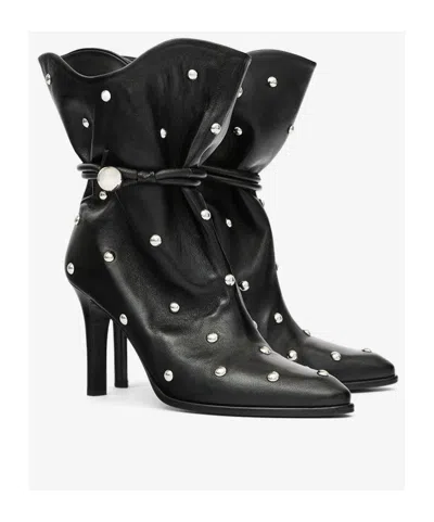 Isabel Marant Draped Leather Ankle Boots With Stiletto Heel In Black