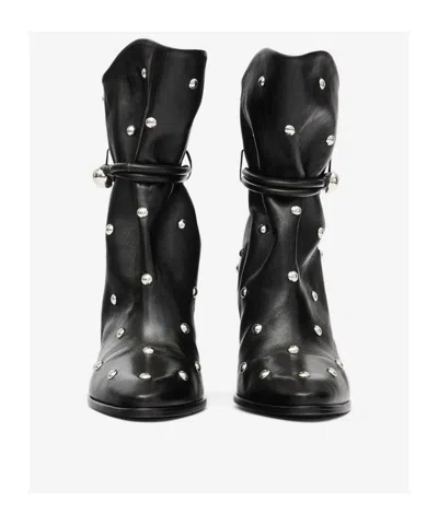 Isabel Marant Draped Leather Ankle Boots With Stiletto Heel In Black