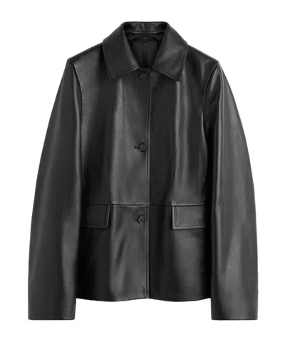 Totême Paneled Textured-leather Jacket In Black