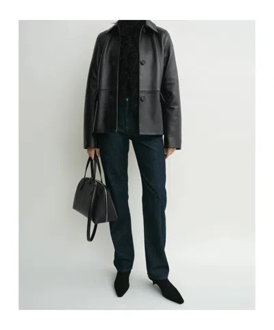 Totême Paneled Textured-leather Jacket In Black