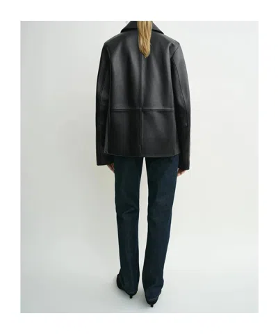 Totême Paneled Textured-leather Jacket In Black