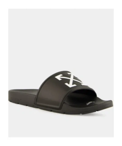 Off-white Arrow Open Toe Slip-on Slides In Black