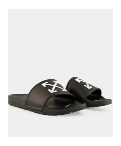 Off-white Arrow Open Toe Slip-on Slides In Black