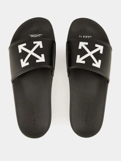 Off-white Arrow Open Toe Slip-on Slides In Black