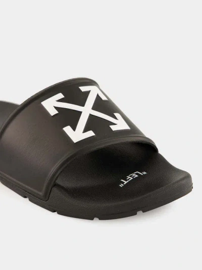 Off-white Arrow Open Toe Slip-on Slides In Black