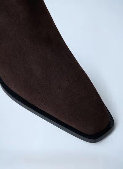Totême Toteme 80mm Suede Boots With Pointed Toe In Brown