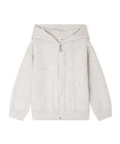 Bonpoint Talent Cherry-printed Zip-up Hoodie In White