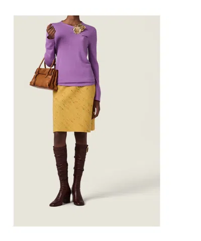 Miu Miu Soft Wool Blend Crew Neck Long Sleeve Sweater In Purple