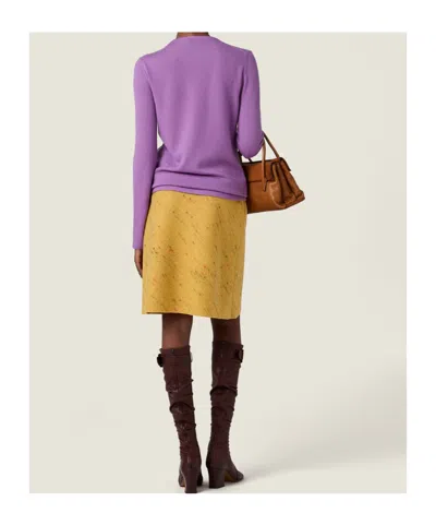 Miu Miu Soft Wool Blend Crew Neck Long Sleeve Sweater In Purple