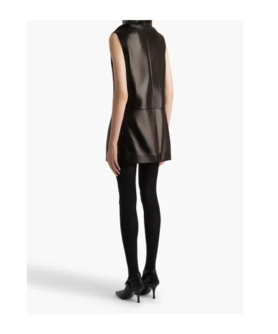 Khaite Daria Turtleneck Leather Mini Dress In Black