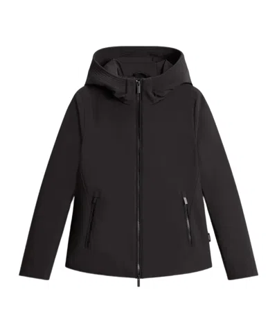 Woolrich Hooded Long Sleeve Parka With Side Pockets In Black