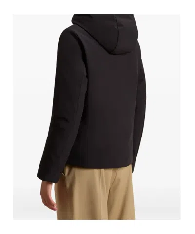 Woolrich Hooded Long Sleeve Parka With Side Pockets In Black