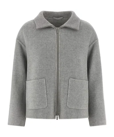 Peserico Double Cloth Jacket In Gray