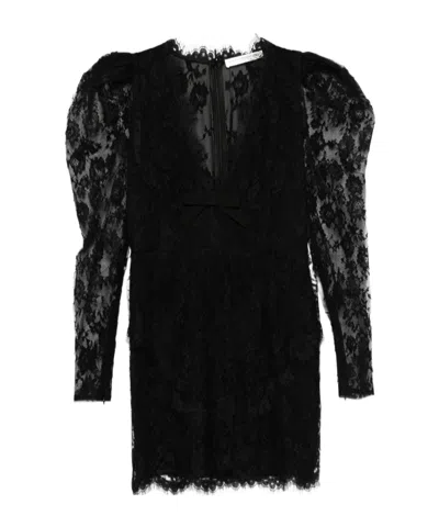 Alessandra Rich Bow-embellished Cotton-blend Lace Mini Dress In Black