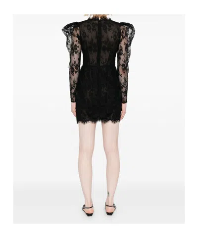 Alessandra Rich Bow-embellished Cotton-blend Lace Mini Dress In Black