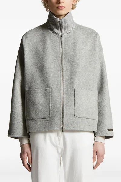 Peserico Double Cloth Jacket In Gray