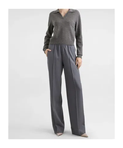 Dolce & Gabbana Knit Cropped Henley Long Sleeve Polo Top In Gray