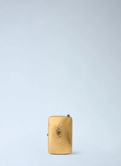 Saint Laurent Hammered-logo Cigarette Case In Brown