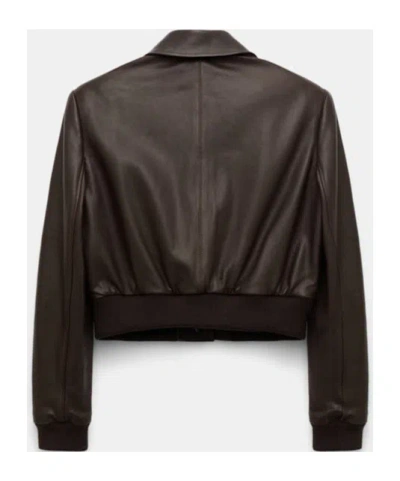 Dorothee Schumacher Sleek Statement Cropped Leather Jacket In Animal Print