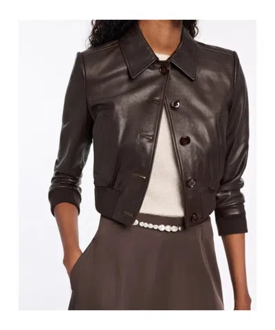 Dorothee Schumacher Sleek Statement Cropped Leather Jacket In Animal Print